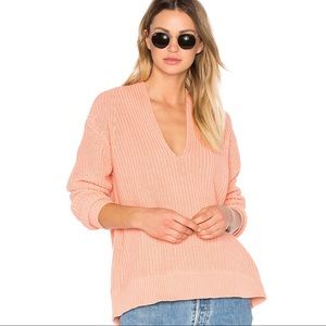 T by Alexander Wang Deep V Sweater in Salmon Pink